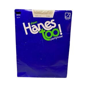 Hanes Too Sheer Sandalfoot Pantyhose Pearl Size C D Vintage 1985 Nylon Hosiery